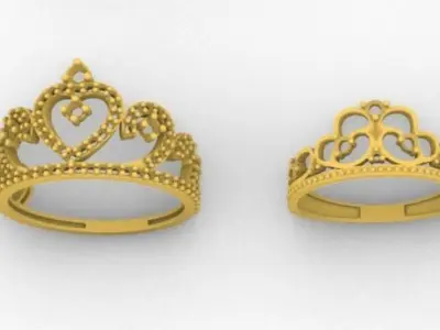 10 units Lady Crown rings sweet 15  collection  3D print model