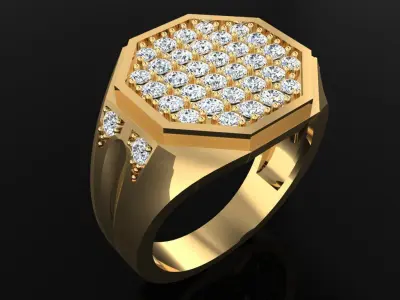 Diamond Rings - Mens Ring - N4192 3D print model