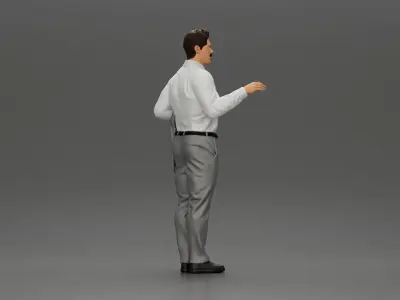 business man standing Holding a Suit 3D print model