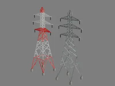 Overhead Powerline Pack Low-poly 3D model