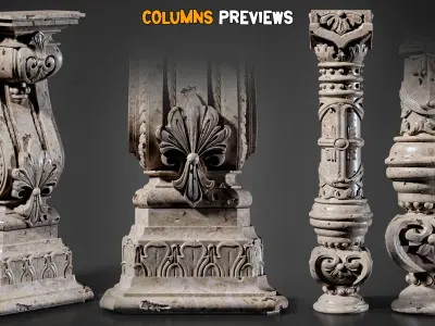 10 High Quality Church Pillar   Game-Ready   Low-poly 3D model