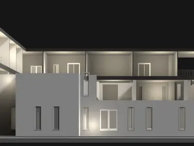 Home office in cutaway section 25-09 3D model