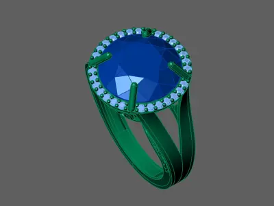 Womens Rings With Stone Ring Ready STL 3DM Models Rings women 3D print model 30