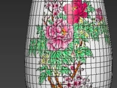 The Vase chinese with flowers 3D model