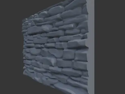 Damaged Rough Stone Wall Mesh 3D model