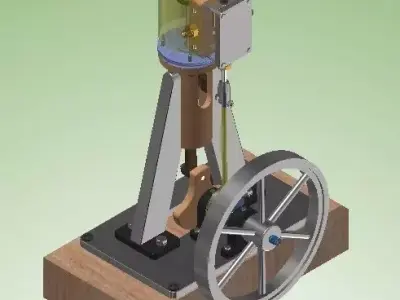 Vertical Single Cylinder Steam Engine 3D model