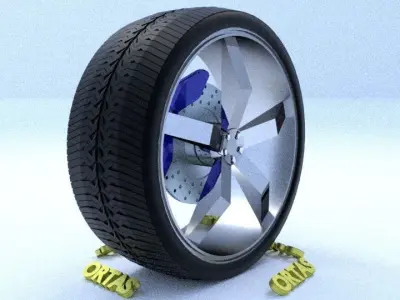 ORTAS CAR RIM 51-52 GAME READY RIM TIRE AND DISC 3D Model Pack
