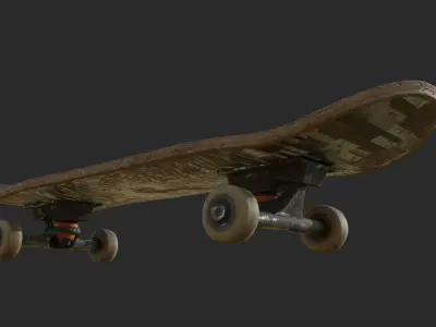 Narly Used Skateboard - Photo-realistic Low-poly 3D model