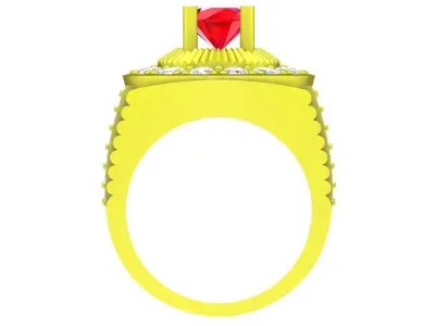 Luxury Round Halo Diamond Men Ring Jewelry Model 4458 3D print model