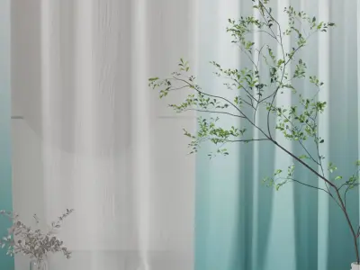 Curtain Blue Modern 3D model
