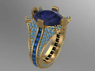 Diamond Regal Sapphire Coronet Ring 3D print model