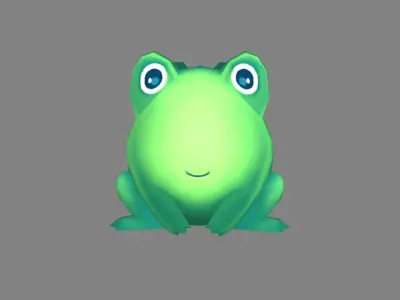 Cartoon children school bag - frog backpack Low-poly 3D model