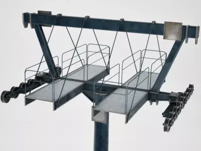 Ski lift pole large 3D model