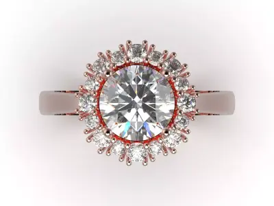 Bridal rose Gold Diamond stl 3dm Ring jr00201 3D print model