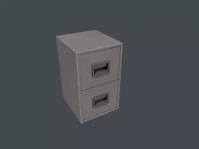 Grey Two Drawer Filing Cabinet Low-poly 3D model
