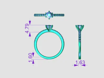 ZDR0194 engagement ring 3D print model