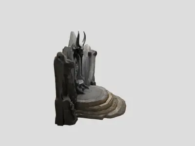 Medieval Modular Wall Altar Stone Low-poly 3D model