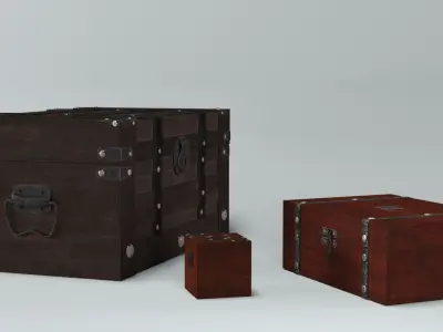 Wooden boxes 3D Model Collection