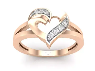 AV 682 Diamond Ladies Promise Heart Ring 3D print model