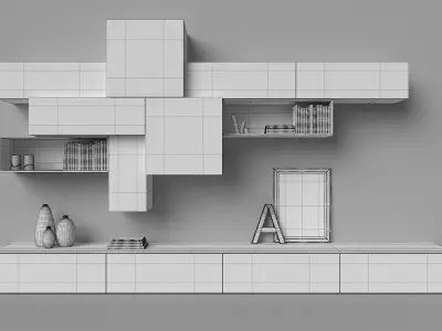 Slim 88 TV media unit composition by Dall Agnese 3D model