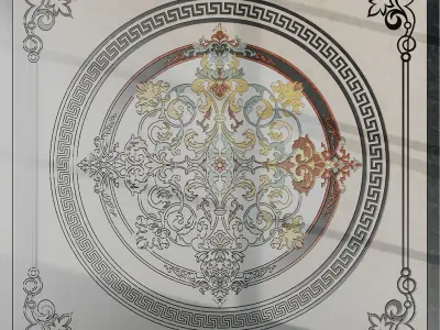 Waterjet Medallion Marble C-001 3D model