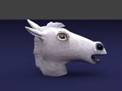 Horse Mask White Low-poly 3D model