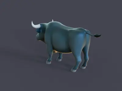 Cartoon Black Bull Animal 3D Model for Cartoon Characters Low-poly 3D model