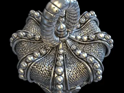 skull pendant jewelry King  with crown vol1 3D print model