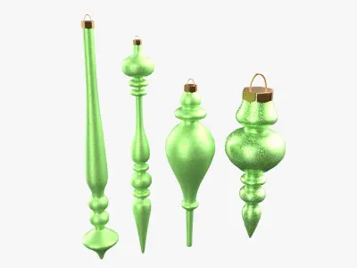 Christmas Tree Ornament Set11 - Turquoise Green  Low-poly 3D model