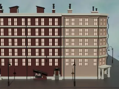Cartoon city house 3  Free 3D model