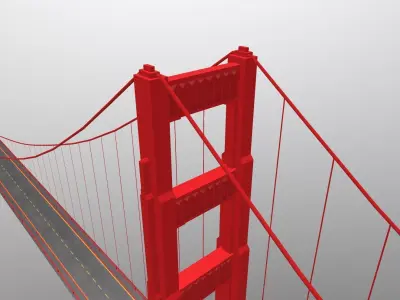 Golden Gate Bridge for AR-VR-Metaverse-Mix Reality  Low-poly 3D model