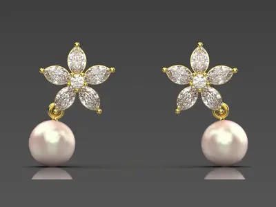 luxury pearl earring pe0023 3D print model