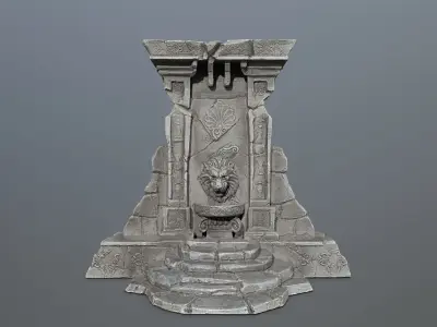 Lion fountain Low-poly 3D model