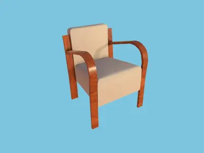 White and Wood Armchair - Furniture Interior Design Low-poly 3D model