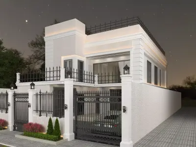 Modern-style house facade 3D model