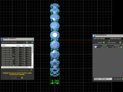 U Shaped Eternity Ring 3 point 2 mm stone size swiss 20 and EU60 3D print model
