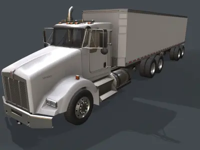Kenworth T800 Box Trailer Low-poly 3D model