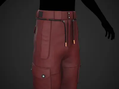 Red Snowboard Pants Style 2  Low-poly 3D model