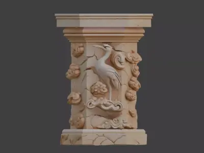 Ancient tomb stone pillars stone piers 3D model