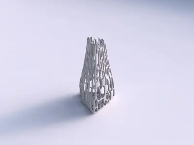 Vase puffy tipped triangle with cracked organic lattice 3D print model purchase