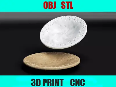 Water Drop Crater Decorative Plate 3D Model 230mm STL OBJ 3D print model