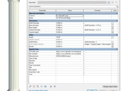 Parametric Classic Columns Family for Revit Pack Three 3D model