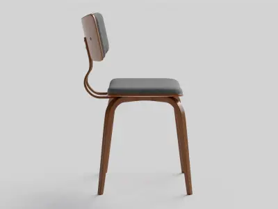 Jaguar Mid-Century Dining Chair Walnut Charcoal 3D model