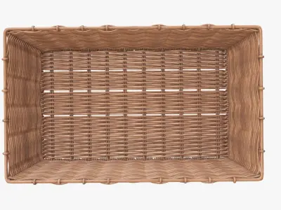 Wicker basket rectangular 02 light brown 3D model