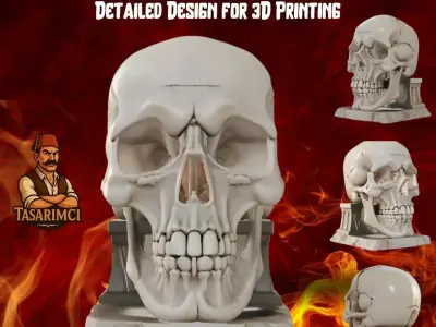 Skull-Themed Book Support Object  3D Printable Model 3D print model