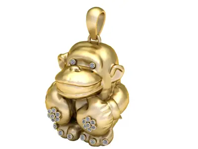 MONKEY ANIMAL PENDANT 3D PRINTABLE MODEL  3D print model