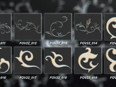 94 Ornamental Elements Brush   Alpha   3D Model Vol 22 3D model
