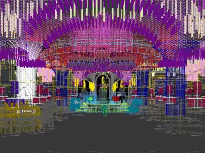 banquet hall Low-poly 3D model