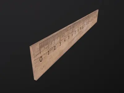 Wooden ruler 20 cm twenty centimeters measure length Low-poly 3D model