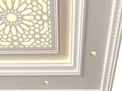 Coffered ceiling with lighting in oriental style 3D model